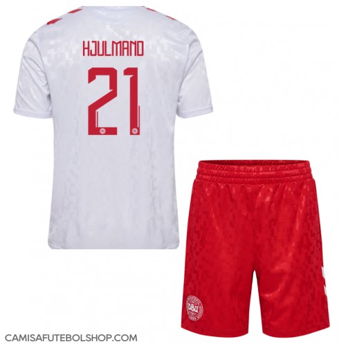 Camisa de time de futebol Dinamarca Morten Hjulmand #21 Replicas 2º Equipamento Infantil Europeu 2024 Manga Curta (+ Calças curtas)